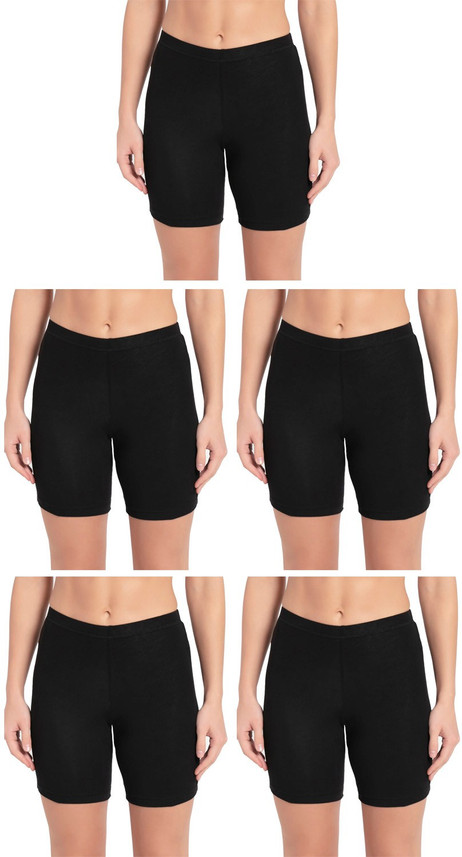 Lux Solid Women Black Cycling Shorts 