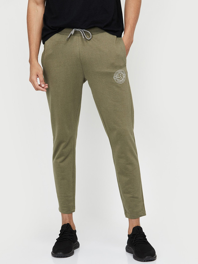 MAX Solid Men Green Track Pants - Buy 