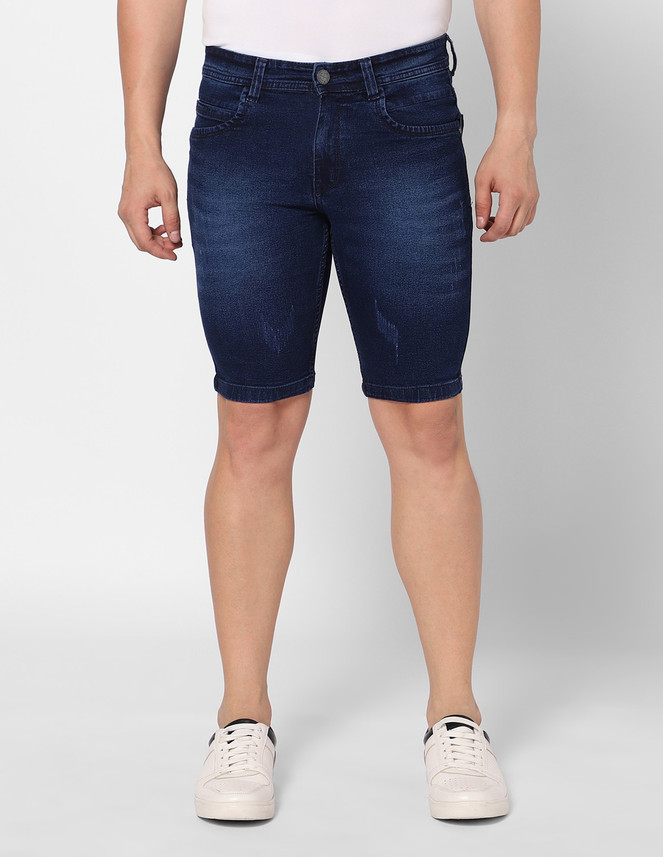 TCI Washed Men Blue Denim Shorts - Buy 