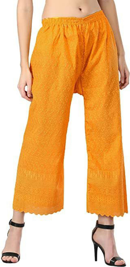Regular Fit Women Yellow Trousers 