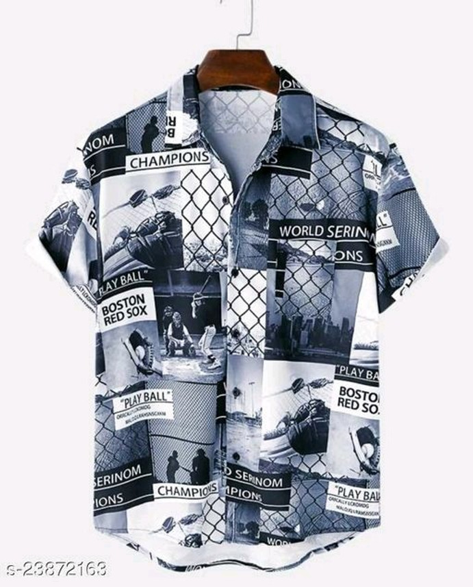 Men Graphic Print Casual White Shirt 