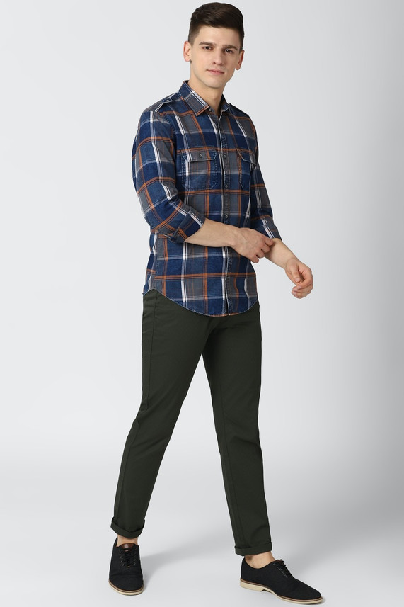 PETER ENGLAND Men Checkered Casual Dark 