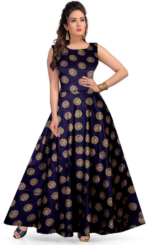 Women Fit and Flare Blue Dress 