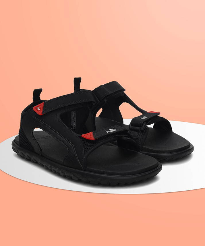puma men black sandals