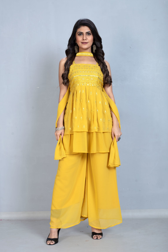 SANCIA Women Crop Top and Palazzo Set 
