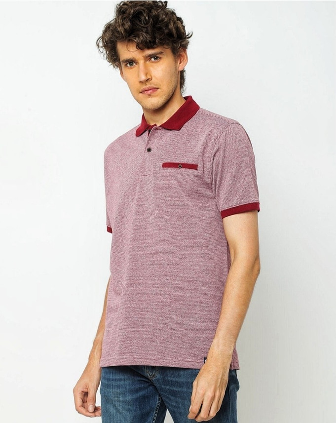 Men Polo Neck Maroon T-Shirt 