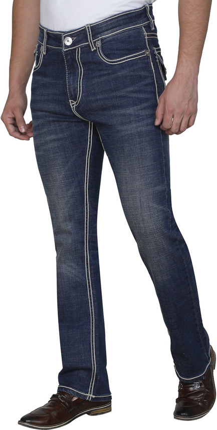 white apple jns Boot-Leg Men Blue Jeans 