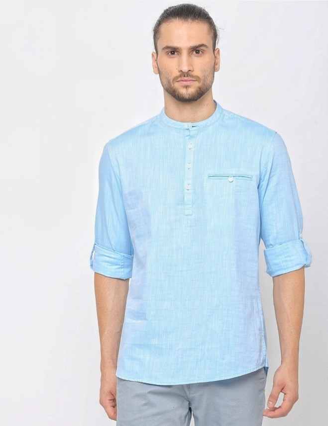 Netplay Men Solid Casual Light Blue 