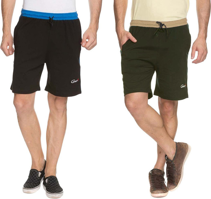 genx Solid Men Black, Green Bermuda 
