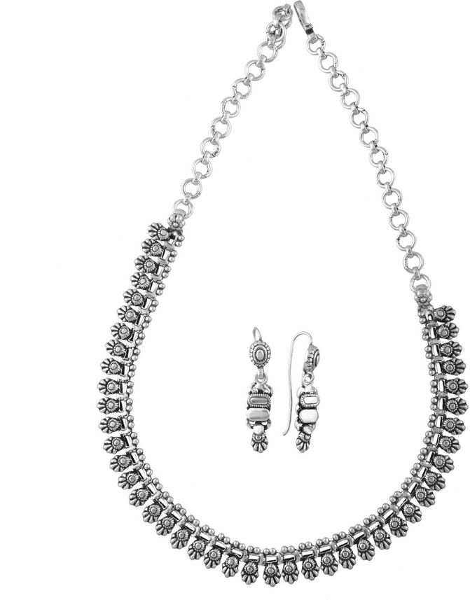 silver necklace set flipkart