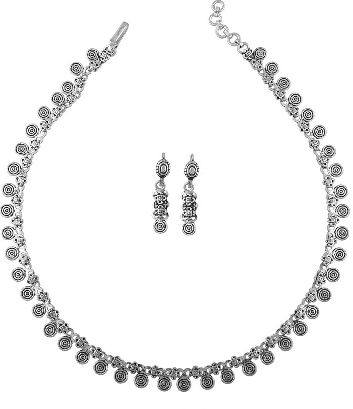 silver necklace set flipkart