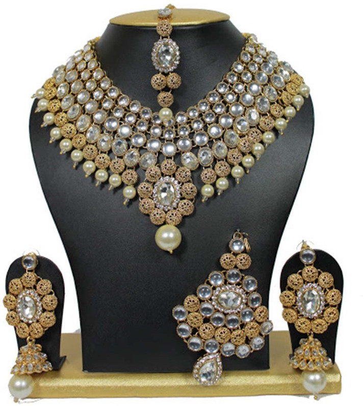 Pearl Rhodium Plated Alloy Necklace Set 