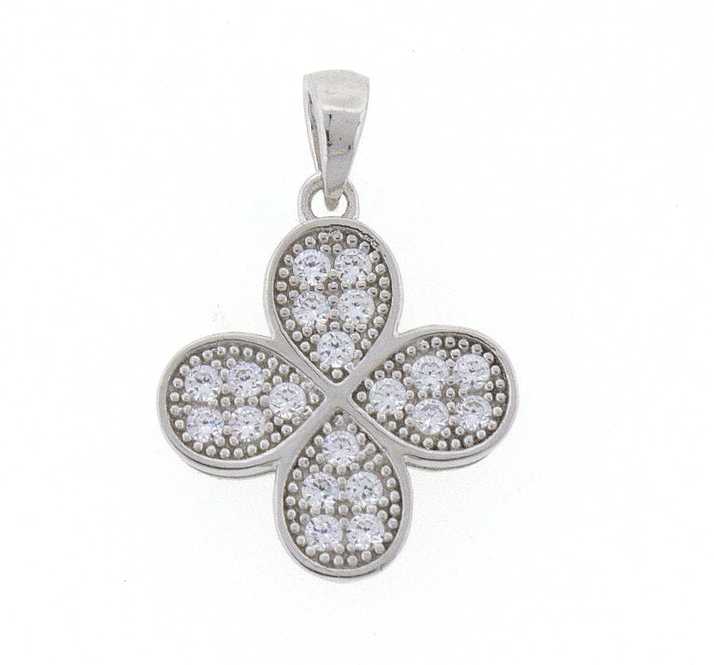 Glitz Design Four Leaf Clover Cz Sterling Silver Cubic Zirconia Pendant In India At Best - Four Leaf Clover Pendant India