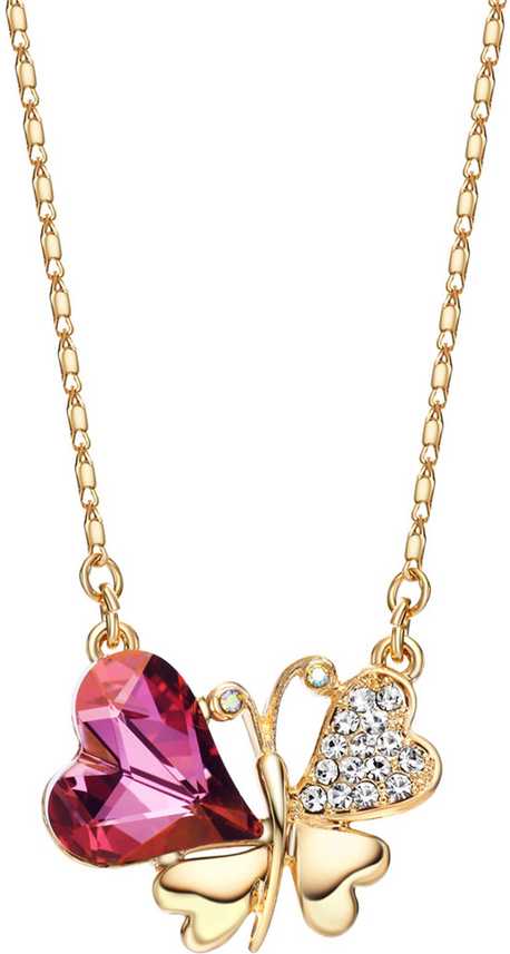 Swarovski Elements Austria Crystal Rhinestone Charm Necklace Erfly Heart Design 14k Gold Plated Metal Pendant In India - Crystal 14k Rose Gold Over Silver Plated Heart Pendant Necklace Swarovski Elements Austria Crystal Rhinestone Charm Necklace Erfly Heart Design 14k Gold Plated Metal Pendant In India - Crystal 14k Rose Gold Over Silver Plated Heart Pendant Necklace