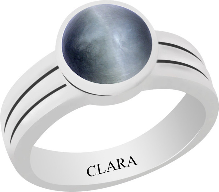 Clara Certified Cats Eye Lehsuniya 9.3Cts Or 10.25Ratti Elegant Silver Ring