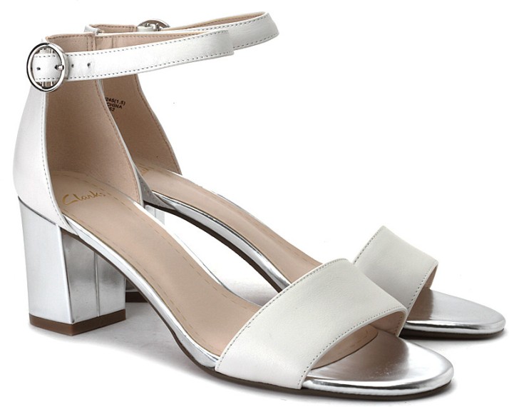 clarks silver heels