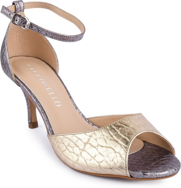 Cecconello Women Gold, Grey Heels - Buy 