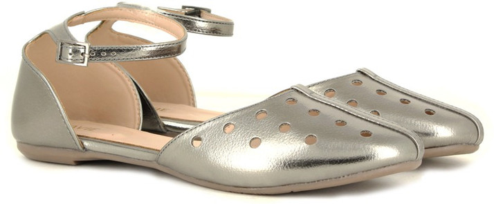 silver flats with ankle strap