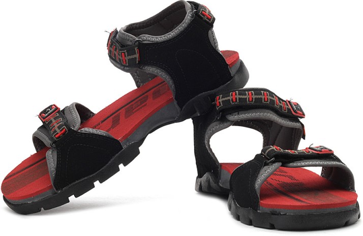 sparx sandals red and black