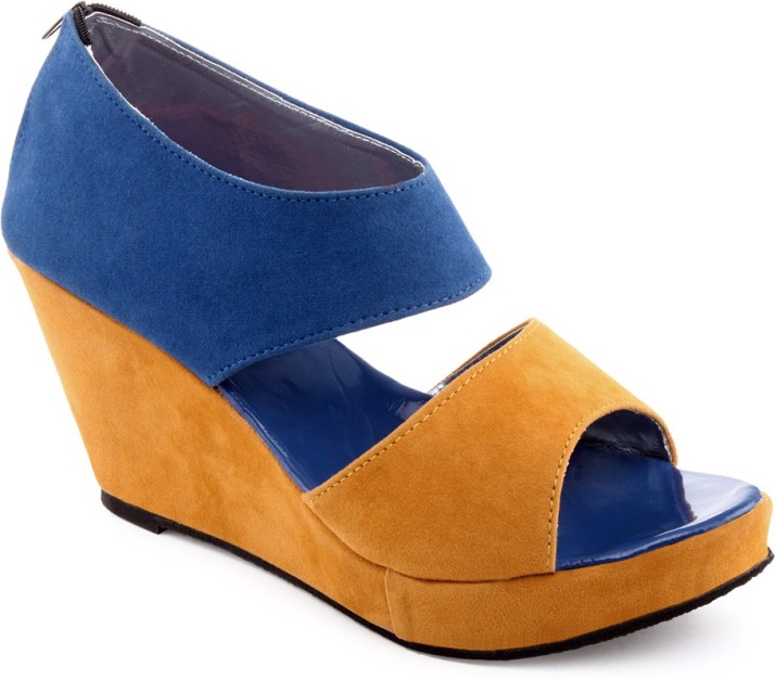 ladies yellow wedges