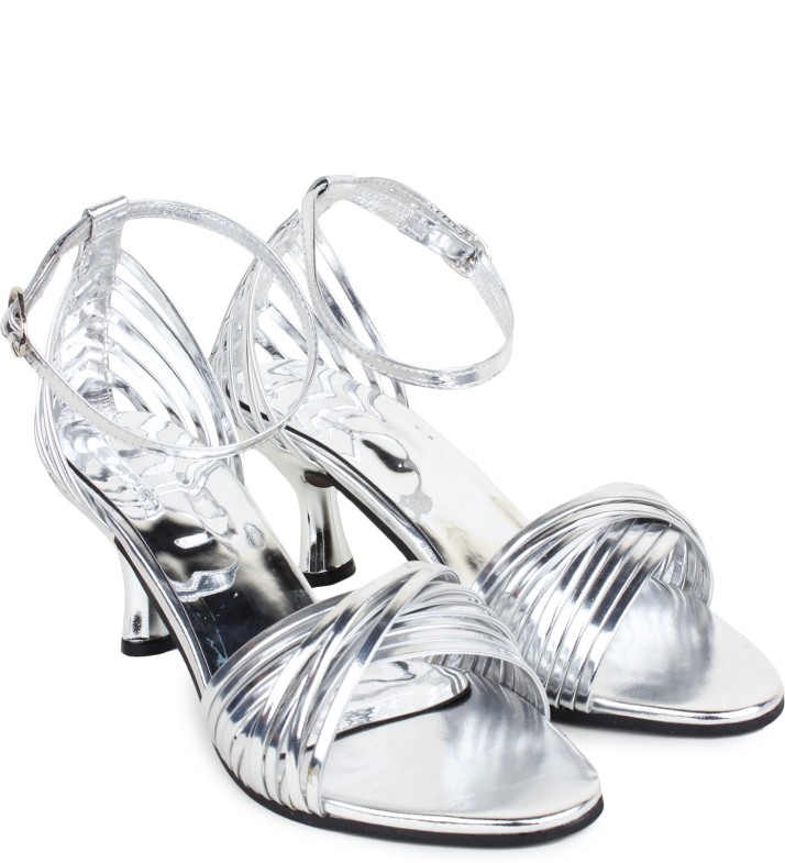 silver color heels