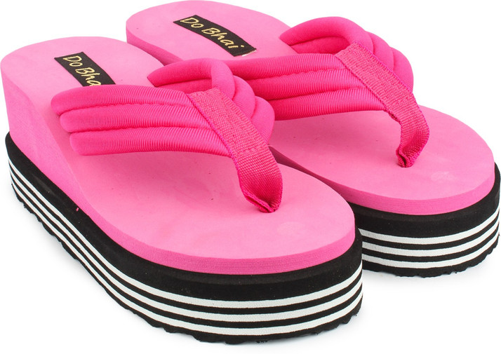hot pink wedge flip flops