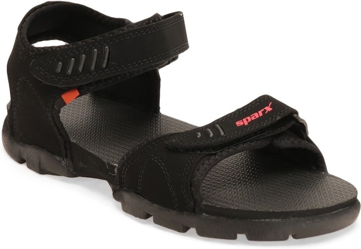 sparx men black sandals