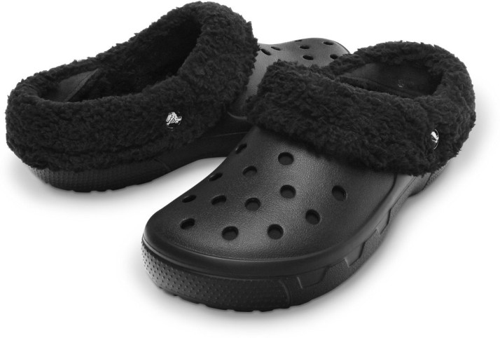 black crocs with fur