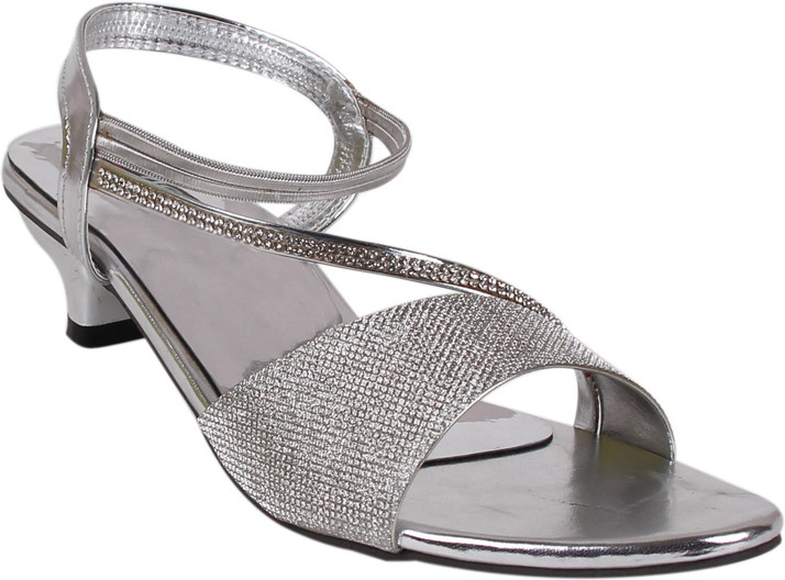 silver color heels