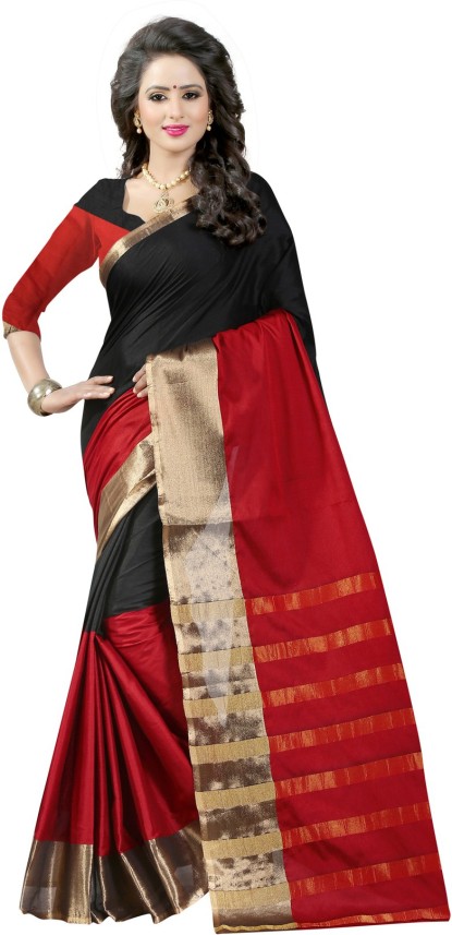 red and black saree flipkart