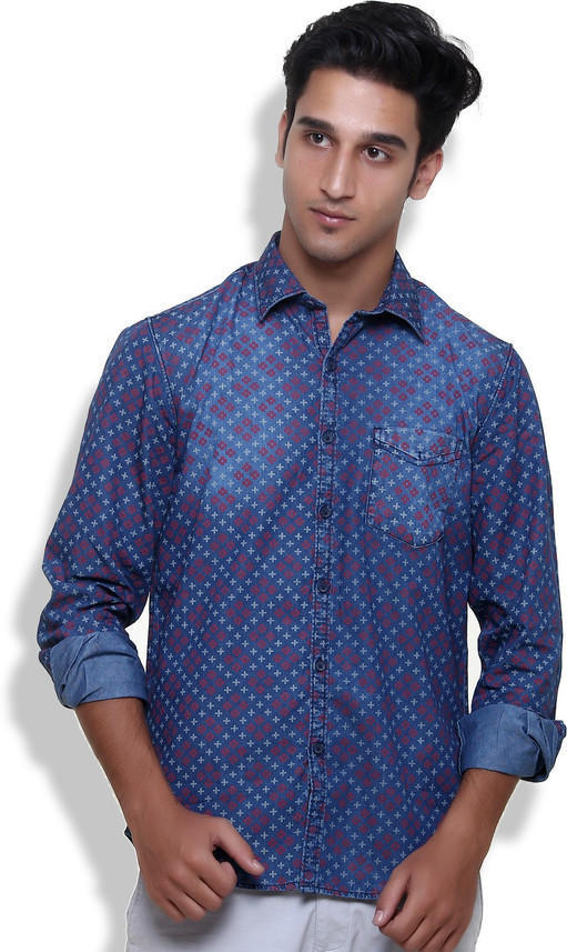 Botticelli Men Printed Casual Dark Blue 