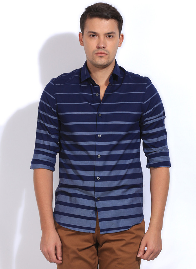 Scullers Sport Men Striped Casual Blue 