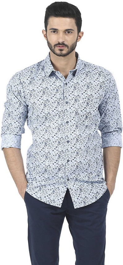 BASICS Men Printed Casual Blue Shirt 