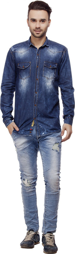 jordan Men Solid Casual Blue Shirt 