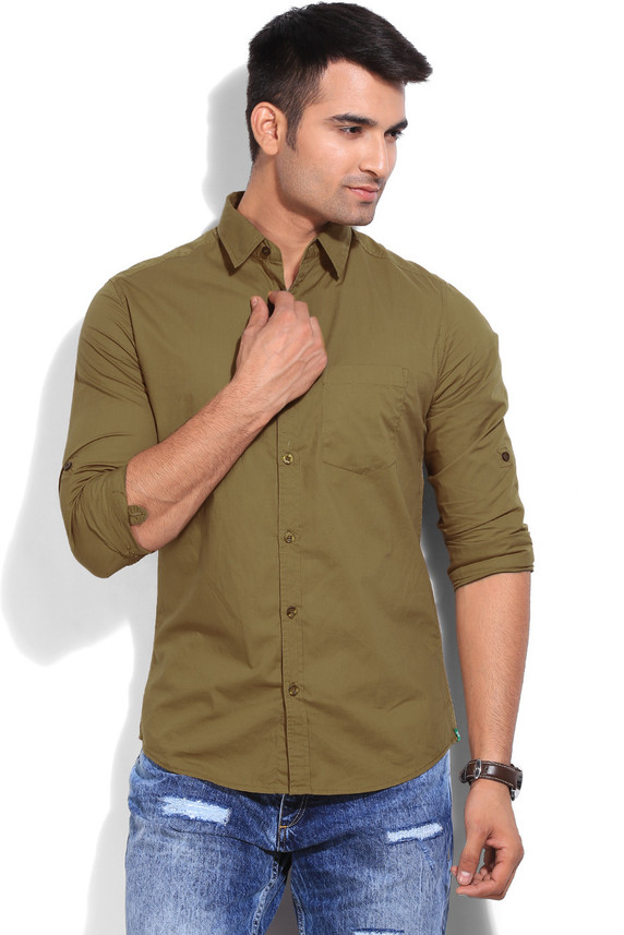NUMERO UNO Men Solid Casual Brown Shirt 