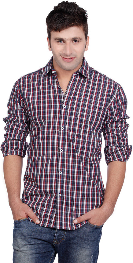 Scullers Men Checkered Formal White 