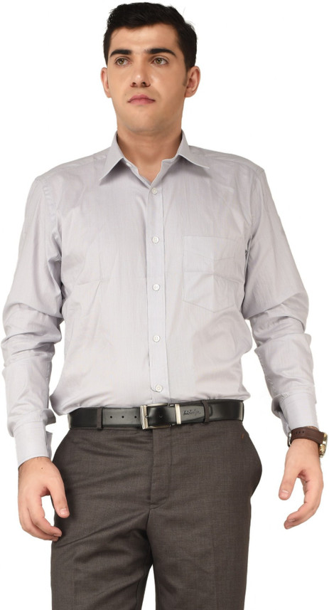 HYPHEN Men Solid Formal Grey Shirt 