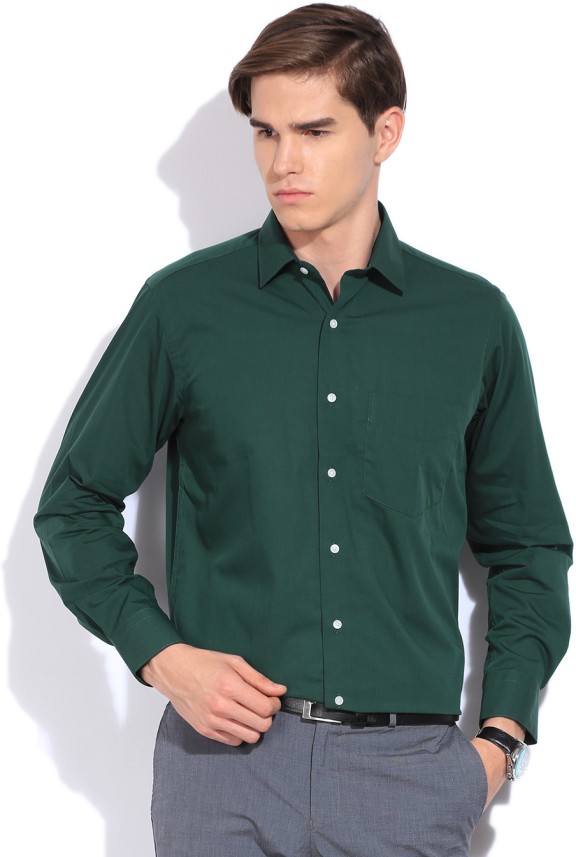 VAN HEUSEN Men Solid Formal Green Shirt 