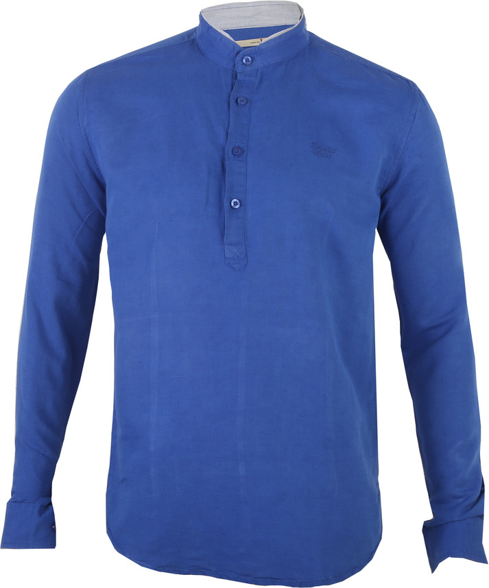 Jackalberry Men Solid Casual Blue Shirt 