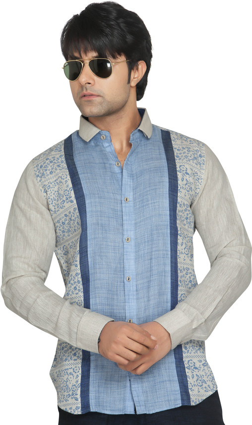 funky Men Printed Casual Light Blue 