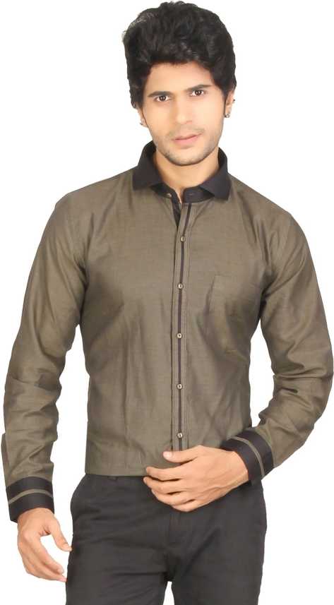 Red Country Men Solid Casual Brown Shirt Buy Mehandi Color Red