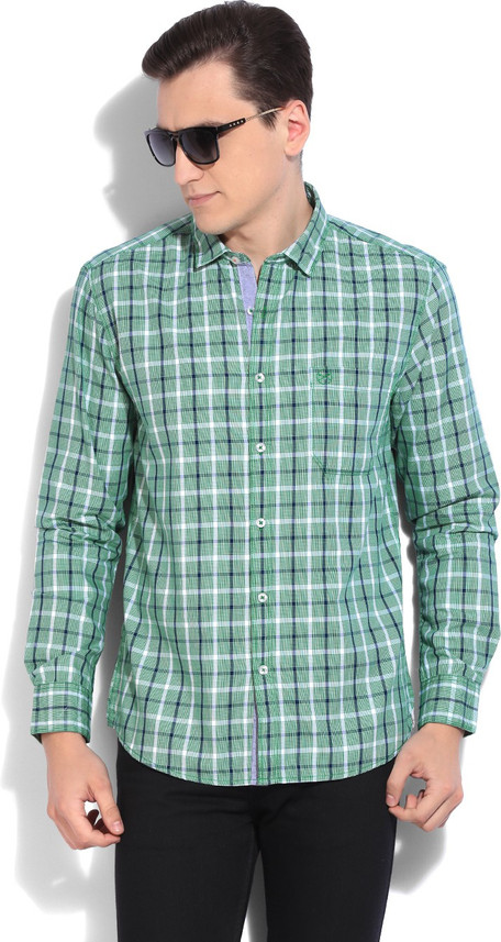 Scullers Men Checkered Casual Green 