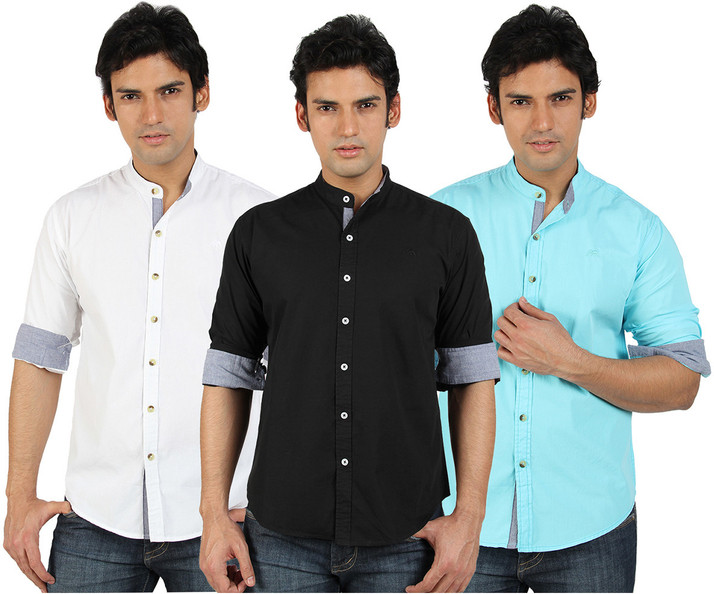 GO UNTUCKED Men Solid Casual White 