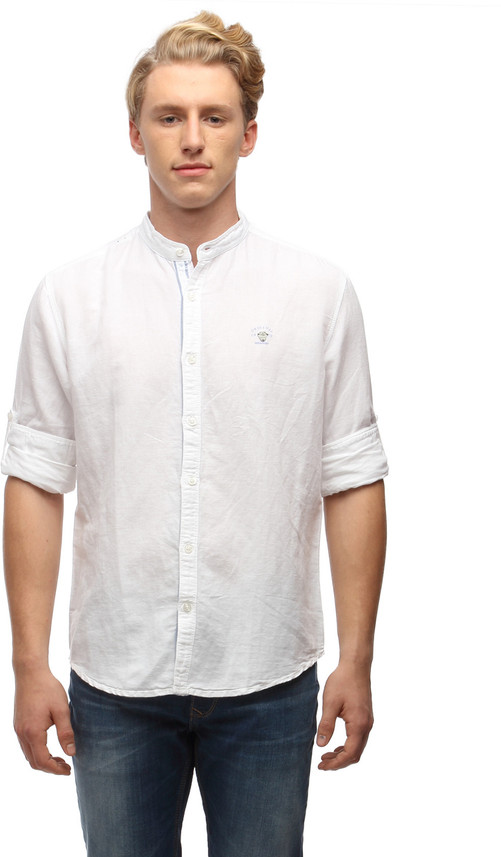 Jackalberry Men Solid Casual White 