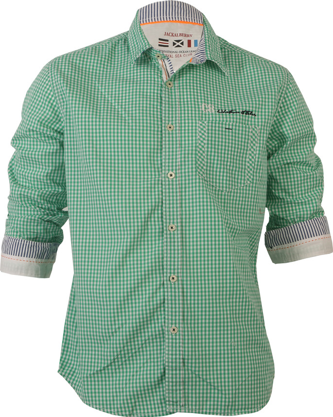 Jackalberry Men Checkered Casual Green 