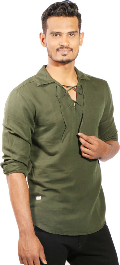 Showoff Men Solid Casual Green Shirt 