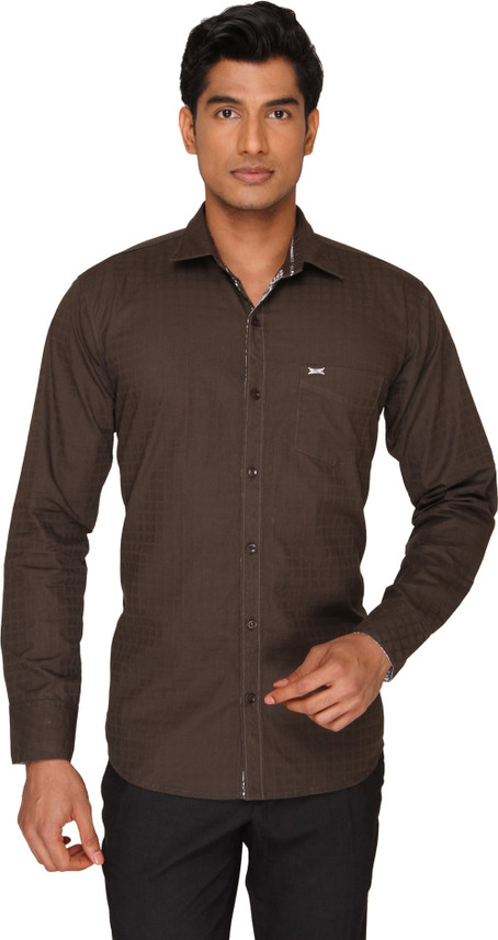 A-Qubes Men Checkered Casual Dark Green 