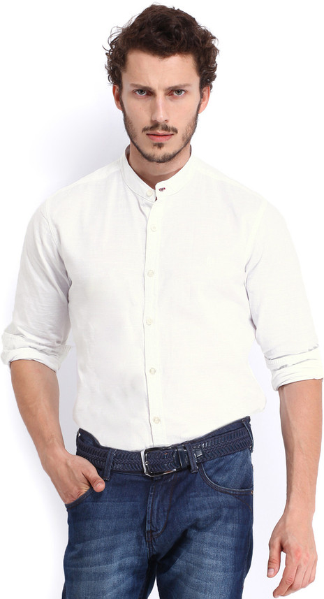 Roadster Men Solid Casual White Shirt 