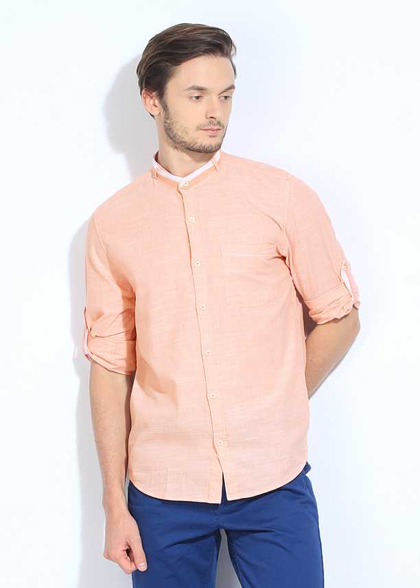 Turtle Men Solid Casual Orange Shirt Buy Orange Turtle Men Solid