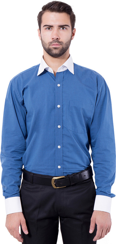 TAG \u0026 TREND Men Solid Formal Blue Shirt 